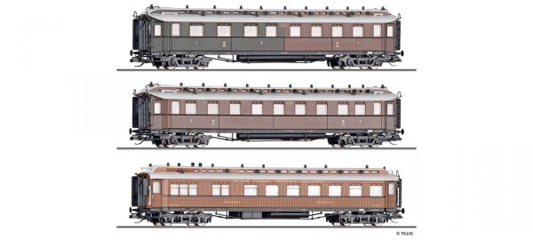 Tillig 01085 - TT - Reisezugwagenset „Preußischer Schnellzug“ der K.P.E.V.