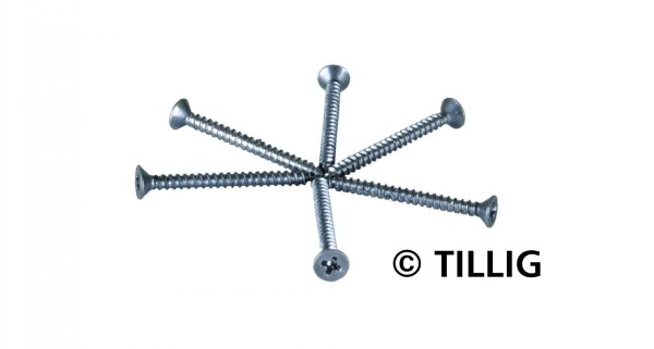 Tillig 08976 - Mini-Holzschrauben Senkkopf mit Kreuzschlitz: 1,4 mm x 15 mm, Beutel à 100 Stück